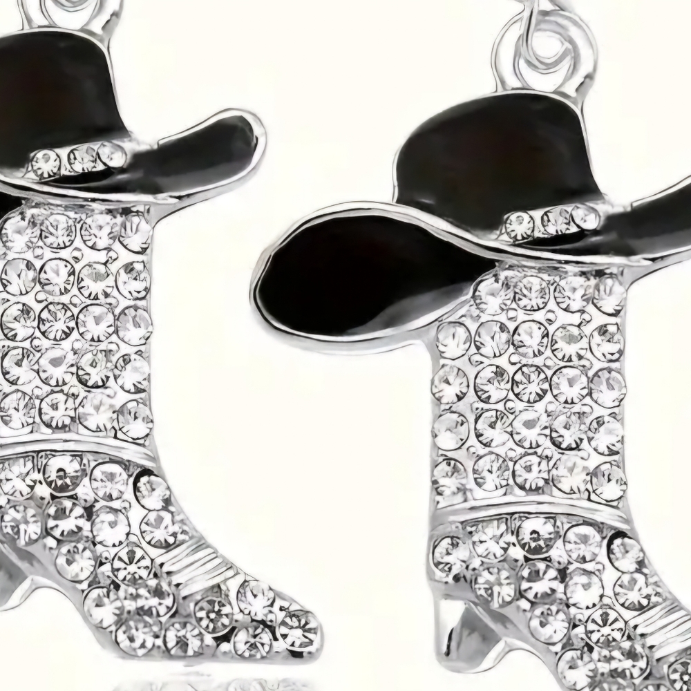 RHINESTONE COWGIRL CZ DANGLE SPARKLE UNIQUE DANGLE SILVER HYPERALLERGENIC  EARRI